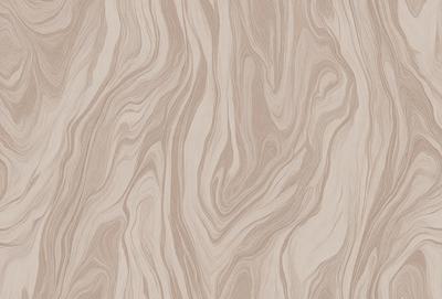 The primary subject of the image is a wooden wall with a unique and intricate pattern. The setting is a room with a wooden floor, and the visual style appears to be a combination of a photo and a digital art or illustration. The dominant colors are brown and beige, creating a warm and natural atmosphere.
