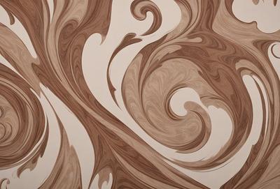 The primary subject of the image is a wooden wall with a patterned design. The setting is a room with a wooden floor. The visual style is a combination of a photo and a digital art, illustration, or drawing. The dominant colors are brown and beige, creating a warm and natural atmosphere.