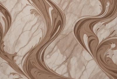 The primary subject of the image is a marble-like pattern, which is the main focus of the image. The setting is a stone wall, and the visual style is a combination of a photo and digital art. The colors and mood of the image are predominantly brown and earthy, giving it a natural and textured appearance.