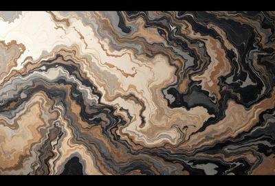 The primary subject of the image is a close-up of a marble-like stone surface. The setting is a natural environment, possibly a rock formation or a stone wall. The visual style is a combination of a photo and digital art, creating a unique and intricate pattern. The colors and mood of the image are predominantly dark, with a focus on the contrast between the marble-like surface and the surrounding environment.