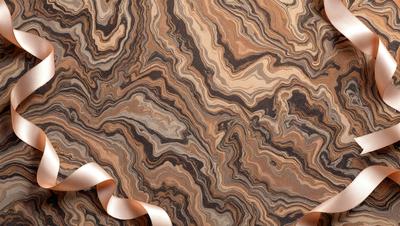 The primary subject of the image is a marble-like patterned wallpaper. The setting is a wall with a patterned surface, which appears to be a marble-like design. The visual style is a close-up of the wallpaper, showcasing its intricate pattern. The colors and mood of the image are predominantly brown and earthy tones, giving it a natural and elegant appearance.