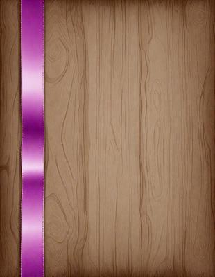 The primary subject of the image is a pink ribbon. The ribbon is attached to a wooden surface, which could be a wall or a table. The setting appears to be indoors, and the visual style is a close-up of the ribbon. The dominant colors in the image are pink and brown, creating a warm and inviting atmosphere.