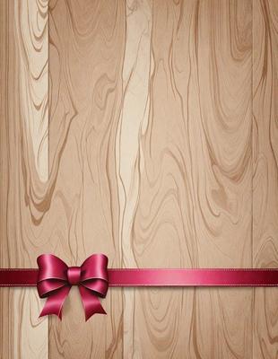 The primary subject of the image is a red bow tied around a wooden door. The setting is a wooden door with a patterned surface, giving it a natural and rustic appearance. The visual style is a close-up of the bow, emphasizing its color and texture. The colors and mood of the image are predominantly warm and inviting, with the red bow adding a touch of vibrancy to the scene.