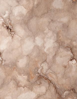 The image features a marble-like surface with a brown and white color scheme. The primary subject is a close-up of the surface, showcasing its texture and pattern. The setting is a room with a stone wall, which adds to the overall atmosphere. The visual style is a combination of a photo and a drawing, creating a unique and artistic representation of the marble surface.