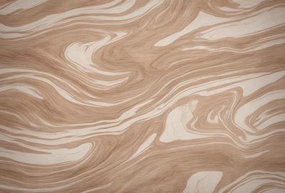 The primary subject of the image is a wooden floor with a unique and intricate design. The floor appears to be made of wood and features a pattern that resembles a wave or a flowing water effect. The setting is indoors, likely in a room or a space where the wooden floor serves as the main focal point. The visual style of the image is a close-up of the wooden floor, showcasing its intricate design and texture. The colors and mood of the image are warm and inviting, with