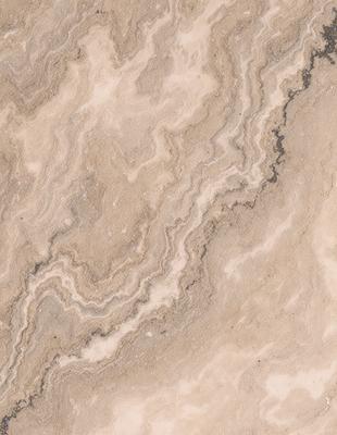 The primary subject of the image is a marble countertop with a unique and intricate pattern. The setting is a kitchen or bathroom, as the countertop is a part of the design. The visual style is a close-up of the marble countertop, showcasing its texture and pattern. The colors and mood of the image are predominantly neutral, with the marble countertop being the main focus.