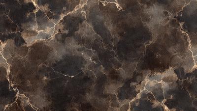 The image features a dark, textured surface with a brown and black color scheme. The primary subject is a close-up of the surface, which appears to be a marbled or patterned material. The setting is a room with a cloudy sky visible in the background. The visual style is a combination of a photo and a drawing, creating a unique and intriguing appearance. The colors and mood of the image are dark and moody, with the dominant colors being brown and black.