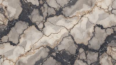The primary subject of the image is a marble-like surface with a pattern of holes and cracks. The setting is a stone wall, and the visual style is a close-up of the marble pattern. The colors and mood of the image are predominantly gray and black, giving it a somewhat moody and dramatic appearance.