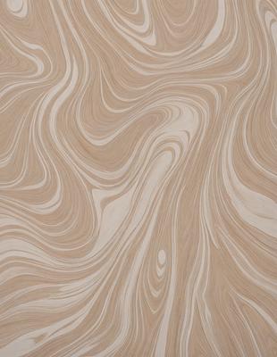 The primary subject of the image is a wooden wall with a unique and intricate design. The setting is a room with a wooden floor, and the visual style appears to be a combination of a photo and a digital art or illustration. The dominant colors are brown and beige, creating a warm and earthy atmosphere. The wooden wall design adds a touch of natural texture and character to the space.