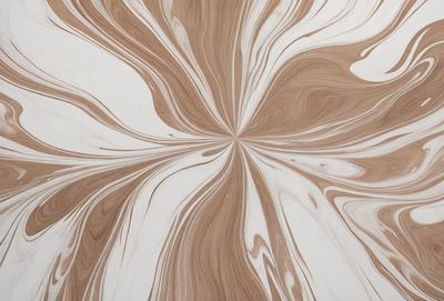 The primary subject of the image is a swirling pattern of brown and white colors, which creates a visually striking and intricate design. The setting is a white surface, which provides a clean and contrasting backdrop for the swirling pattern. The visual style of the image is a combination of digital art and illustration, as it showcases a complex and detailed design. The dominant colors in the image are brown and white, which evoke a sense of warmth and sophistication. Overall, the image exudes