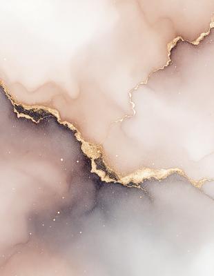 The primary subject of the image is a marble-like surface with a gold and brown color palette. The setting is a cloudy sky, and the visual style appears to be a combination of a photo and digital art. The colors and mood of the image are warm and inviting, creating a sense of depth and texture.
