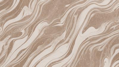 The image features a brown and white marbled pattern on a surface, possibly a wall or a countertop. The pattern is made up of swirls and waves, giving it a unique and visually appealing appearance. The dominant colors in the image are brown and white, creating a warm and earthy tone. The overall atmosphere of the image is elegant and sophisticated, with the marbled pattern serving as a striking focal point.