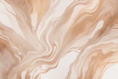 The primary subject of the image is a patterned wallpaper with a brown and white color scheme. The setting is a room with a wall adorned with the patterned wallpaper. The visual style is a close-up of the wallpaper, showcasing its intricate design. The colors and mood of the image are warm and inviting, with the brown and white tones creating a cozy atmosphere.