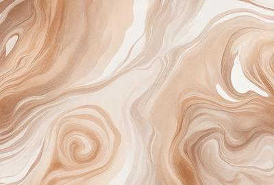 The primary subject of the image is a close-up of a patterned surface, which appears to be a painting or drawing. The setting is a white background, and the visual style is a combination of digital art and illustration. The colors and mood of the image are predominantly brown and cream, giving it a warm and earthy feel.
