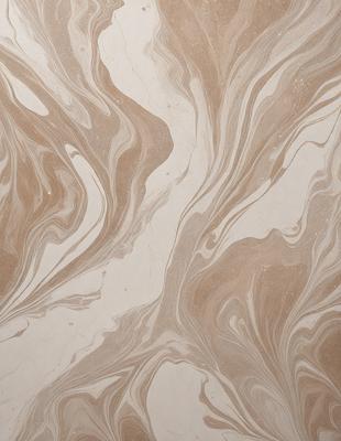 The primary subject of the image is a marble wall with a patterned design. The setting is a room with a marble floor, and the visual style is a close-up of the marble wall. The colors and mood of the image are predominantly brown and earthy tones, giving the space a warm and natural ambiance.