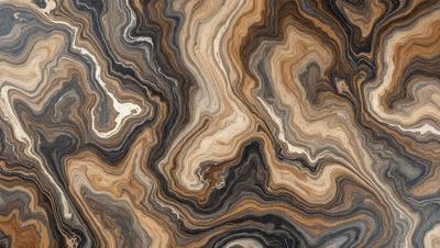 The primary subject of the image is a close-up of a marble-like stone with a unique and intricate pattern. The setting is a natural environment, possibly a rock formation or a stone surface. The visual style is a close-up of the stone, showcasing its texture and details. The colors and mood of the image are predominantly earthy tones, giving it a natural and organic feel.