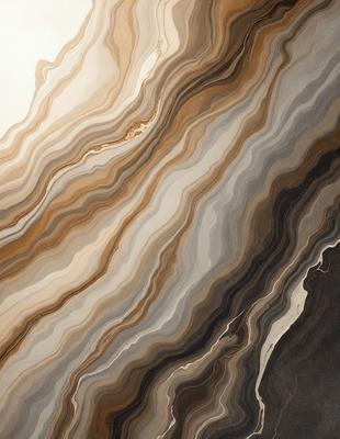 The primary subject of the image is a marble-like pattern, which is the main focus of the image. The setting is a marble-like surface, and the visual style is a combination of a photo and digital art. The colors and mood of the image are predominantly brown and white, giving it a natural and earthy appearance.