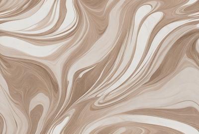 The primary subject of the image is a patterned wallpaper with a brown and white color scheme. The setting is a room with a white background, and the visual style appears to be a combination of a photo and a digital art or illustration. The colors and mood of the image are warm and inviting, with the brown and white pattern creating a sense of depth and texture.
