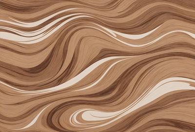 The primary subject of the image is a wooden surface with a pattern of waves. The setting is a close-up of the wooden surface, showcasing the intricate design. The visual style is a combination of a photo and a digital art, as the wooden surface appears to be a blend of natural and artificial elements. The colors and mood of the image are warm and inviting, with the wooden surface providing a sense of texture and depth.