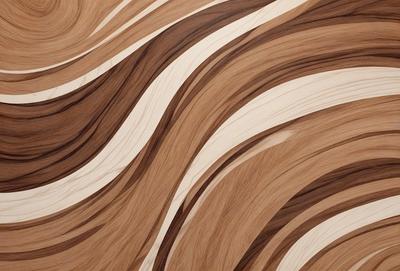 The primary subject of the image is a wooden surface with a pattern of waves. The setting is a wooden table, and the visual style is a close-up of the wooden surface. The colors and mood of the image are predominantly brown, giving it a warm and natural appearance.
