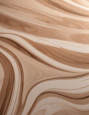 The primary subject of the image is a wooden surface with a unique and intricate pattern. The setting is a room with a wooden floor, and the visual style appears to be a combination of a photo and a digital art or illustration. The colors and mood of the image are predominantly brown and earthy, creating a warm and natural atmosphere.