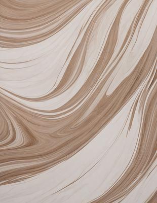 The primary subject of the image is a wooden surface with a pattern of swirls and waves. The setting is a room with a wooden floor, and the visual style appears to be a combination of a photo and a digital art or illustration. The dominant colors are brown and white, creating a warm and natural atmosphere.