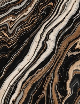 The primary subject of the image is a close-up of a black and white marble pattern. The setting is a black and white marble surface, which adds to the visual style. The colors and mood of the image are predominantly black and white, creating a classic and timeless atmosphere.