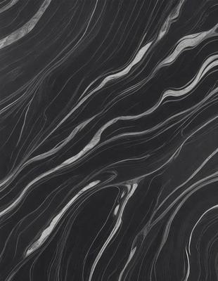The primary subject of the image is a black and white patterned surface, which appears to be a marble or stone texture. The setting is a dark background, which contrasts with the patterned surface. The visual style is a close-up of the pattern, showcasing the intricate details of the design. The colors and mood of the image are predominantly dark, with the black and white pattern creating a sense of depth and contrast.