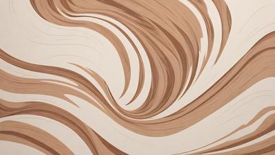 The primary subject of the image is a wooden surface with a swirling pattern. The setting is a room with a white background. The visual style is a combination of a photo and a drawing, creating a unique and artistic appearance. The dominant colors are brown and white, giving the image a warm and natural feel.