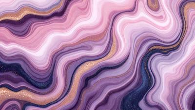 The primary subject of the image is a close-up of a purple and pink marbled surface. The setting is a colorful, swirling pattern that creates a visually striking and vibrant atmosphere. The visual style is a combination of digital art and illustration, with the colors and mood being predominantly purple and pink.