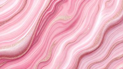 The primary subject of the image is a pink and white marbled pattern. The setting is a pink background, and the visual style is a close-up of the marbled pattern. The colors and mood of the image are predominantly pink and white, creating a soft and elegant atmosphere.