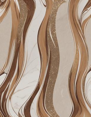 The primary subject of the image is a pattern of gold, brown, and white colors, which creates a visually appealing and elegant design. The setting is a marble surface, which adds to the sophistication of the scene. The visual style is a combination of digital art and illustration, resulting in a unique and artistic representation of the pattern. The colors and mood of the image are warm and inviting, with the gold and brown tones creating a sense of luxury and comfort.