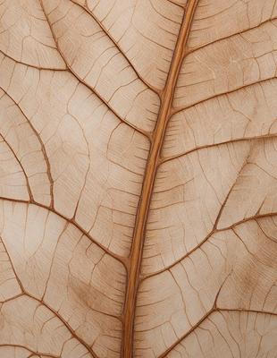 The primary subject of the image is a leaf, which is the main object, scene, or focus of the image. The leaf is brown and has a wood-like texture. The setting or background of the image is a wooden surface, which adds to the overall atmosphere of the image. The visual style of the image is a close-up of the leaf, showcasing its intricate details. The colors and mood of the image are warm and natural, with the brown leaf and wooden surface creating a sense of rustic charm.