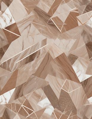 The image features a marble-like pattern with a mix of brown and white colors. The pattern is composed of triangles and squares, creating a visually appealing and textured surface. The setting appears to be a wall or a floor, with the pattern covering a significant portion of the area. The visual style of the image suggests that it could be a photo, digital art, or an illustration, showcasing the intricate design of the marble-like pattern.