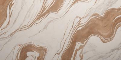 The primary subject of the image is a marble wall with a unique, swirling pattern. The setting is a room with a white background, which contrasts with the marble wall. The visual style is a combination of a photo and a digital art, as the marble pattern appears to be digitally manipulated. The colors and mood of the image are predominantly brown and white, giving it a sophisticated and elegant appearance.