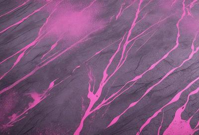 The primary subject of the image is a pink and purple patterned surface. The setting is a gray background, which contrasts with the vibrant colors of the pattern. The visual style appears to be a combination of digital art and illustration, creating a unique and eye-catching design. The dominant colors in the image are pink and purple, giving the scene a warm and inviting atmosphere.