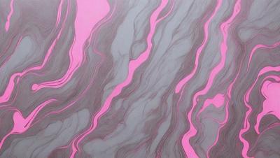 The primary subject of the image is a pink and gray marbled wallpaper with a pattern of swirls. The setting is a room with a gray and pink color scheme. The visual style is a combination of digital art and illustration, creating a unique and eye-catching design. The dominant colors are pink and gray, giving the wallpaper a warm and elegant appearance.