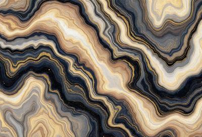 The primary subject of the image is a close-up of a marble stone with a blue and yellow color scheme. The setting is a natural environment, possibly a rock formation or a stone wall. The visual style is a close-up of the stone, showcasing its intricate patterns and textures. The colors and mood of the image are vibrant and lively, with the blue and yellow hues creating a sense of depth and natural beauty.