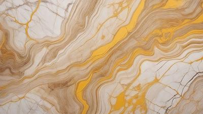 The primary subject of the image is a marble surface with a yellow and brown color scheme. The setting is a marble countertop, and the visual style is a close-up of the marble surface. The colors and mood of the image are warm and natural, with the yellow and brown tones creating a sense of warmth and richness.
