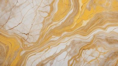The primary subject of the image is a marble-like surface with a yellow and brown color scheme. The setting is a close-up of the marble, showcasing its unique texture and pattern. The visual style is a realistic representation of the marble, capturing its natural beauty. The colors and mood of the image are warm and earthy, evoking a sense of natural beauty and elegance.