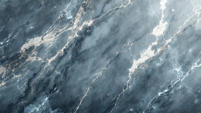 The primary subject of the image is a marble countertop with a blue and white pattern. The setting is a kitchen, and the visual style is a combination of a photo and digital art. The countertop has a blue and white pattern, and the overall atmosphere is elegant and sophisticated.