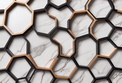 The primary subject of the image is a marble wall with a unique pattern. The setting is a room with a marble countertop. The visual style is a close-up of the marble wall, showcasing its intricate design. The colors and mood of the image are predominantly white, giving it a clean and elegant appearance.