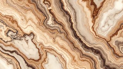 The primary subject of the image is a close-up of a marble stone with a unique and intricate pattern. The setting is a natural environment, with the stone being the main object of focus. The visual style is a close-up of the marble, showcasing its texture and details. The colors and mood of the image are predominantly earthy tones, giving it a natural and timeless appearance.