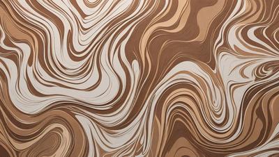 The primary subject of the image is a wall with a patterned design. The setting is a room with a wooden surface, and the visual style appears to be a combination of a photo and a drawing. The colors and mood of the image are predominantly brown and cream, giving it a warm and earthy feel.