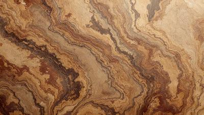 The primary subject of the image is a close-up of a marble-like surface with a patterned texture. The setting is a wooden table, and the visual style appears to be a photo. The colors in the image are predominantly brown, and the overall atmosphere is natural and earthy.