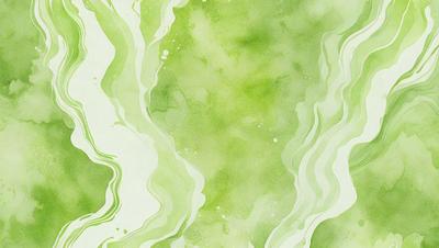 The primary subject of the image is a green, swirling, and flowing pattern. The setting is a water-like surface, possibly a pool or a waterfall. The visual style is a combination of digital art and illustration, creating a unique and captivating scene. The dominant colors are green and blue, giving the image a calming and serene atmosphere.