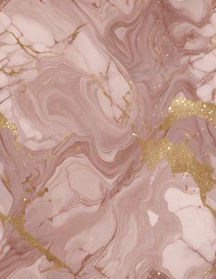 The primary subject of the image is a marble surface with gold accents. The setting is a marble countertop, and the visual style is a close-up of the marble surface. The colors and mood of the image are predominantly pink and gold, creating a luxurious and elegant atmosphere.