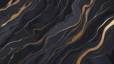 The primary subject of the image is a marble-like pattern with gold accents. The setting is a black background, which contrasts with the gold and marble design. The visual style is a combination of digital art and illustration, creating a unique and eye-catching pattern. The colors and mood of the image are predominantly black and gold, giving it a luxurious and elegant appearance.