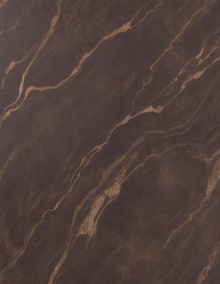 The primary subject of the image is a close-up of a marble countertop. The setting is a kitchen, with the countertop being the main focus of the scene. The visual style is a photo, capturing the natural texture and patterns of the marble. The colors and mood of the image are predominantly brown, giving it a warm and earthy atmosphere.