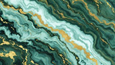 The primary subject of the image is a close-up of a marble-like stone with a gold and blue color scheme. The setting is a natural environment, possibly a rock formation or a stone wall. The visual style appears to be a combination of a photo and a digital art or illustration, as the colors and patterns are vibrant and intricate. The dominant colors are gold and blue, creating a sense of luxury and elegance.